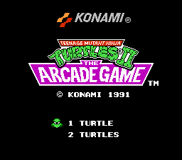 Teenage Mutant Ninja Turtles II title screen for NES